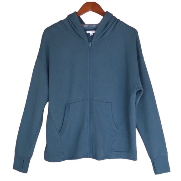 Vera Bradley Jackets & Blazers - Vera Bradley Blue Zip Hoodie Jacket Thumbhole Cotton Blend Large